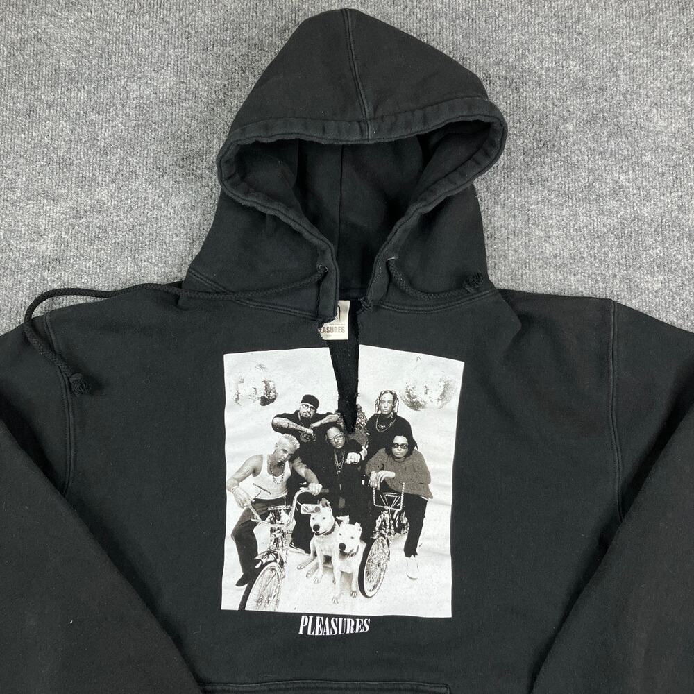 Korn X Pleasures Hoodie Mens‎ M Black Pullover Graphic Streetwear Casual Sweater